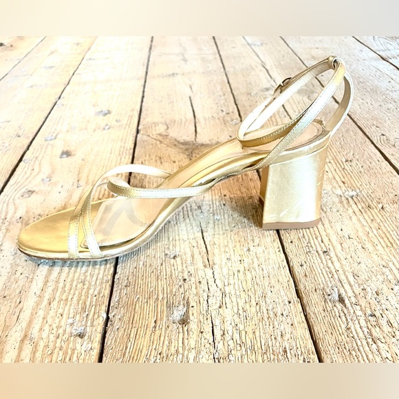 Marion Parke Bianca Gold Strappy Leather Block Heel Sandal EU 38.5 US 8-8.5 - Picture 5 of 14